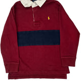 Age 4 Polo By Ralph Lauren Striped Rugby Shirt - 2XS Burgundy Cotton
