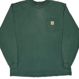 Carhartt Long Sleeve T-Shirt - Large Green Cotton