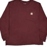 Carhartt Long Sleeve T-Shirt - XL Burgundy Cotton
