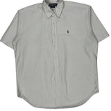 Ralph Lauren Striped Short Sleeve Shirt - Large Beige Cotton