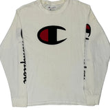 Champion Long Sleeve T-Shirt - Medium White Cotton