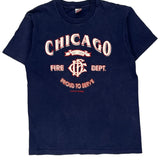 Chicago Fire Dept. Fruit Of The Loom Single Stitch T-Shirt - Large Navy Cotton