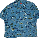 Puritan Graphic Hawaiian Shirt - XL Blue Viscose