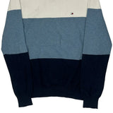 Tommy Hilfiger Striped Jumper - Small Blue Cotton