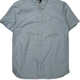 Tommy Hilfiger Striped Short Sleeve Shirt - XL Blue Cotton