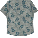 Quiksilver Floral Hawaiian Shirt - Medium Blue Cotton