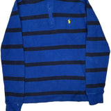 Age 10-12 Polo By Ralph Lauren Striped Rugby Shirt - Large Blue Cotton