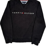Tommy Hilfiger Spellout Sweatshirt - Large Black Cotton