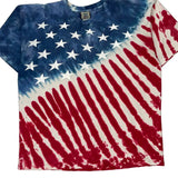 American Flag Liquid Blue Tie-Dye T-Shirt - Large Multicoloured Cotton