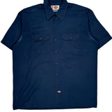 Dickies Short Sleeve Shirt - XL Navy Polyester Blend