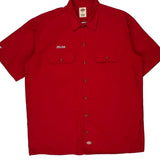 Dickies Short Sleeve Shirt - Large Red Polyester Blend
