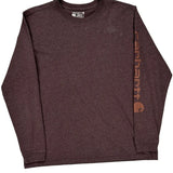Carhartt Long Sleeve T-Shirt - Large Burgundy Cotton Blend