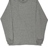 Champion Long Sleeve T-Shirt - Large Grey Cotton