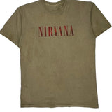 Nirvana Band T-Shirt - Small Khaki Cotton