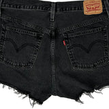 Levis Denim Shorts - 34W UK 14 Black Cotton