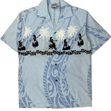 Pacific Legend Apparel Graphic Hawaiian Shirt - Small Blue Cotton