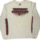 Harley Davidson Graphic Long Sleeve T-Shirt - XL White Cotton