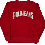 Ralph Lauren Spellout Sweatshirt - Small Red Cotton Blend
