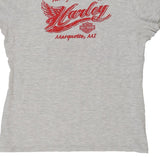Marquette, Michigan Harley Davidson V-neck Top - XL Grey Cotton