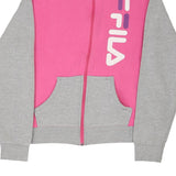 Age 11-12 Fila Spellout Zip Up - Medium Pink Cotton Blend