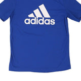 Age 9-10 Adidas Spellout T-Shirt - Small Blue Polyester