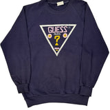 Vintage Guess Sweatshirt - Medium Navy Cotton
