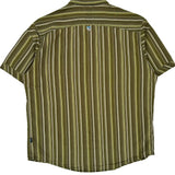 Vintage Kuhl Striped Short Sleeve Shirt - Large Green Cotton Blend
