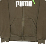 Age 11-12 Puma Spellout Hoodie - Medium Khaki Cotton