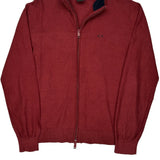 Vintage Armani Exchange Zip Up- Large Red Cotton Blend
