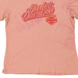 Rockford, Illinois Harley Davidson Spellout T-Shirt - Large Pink Cotton