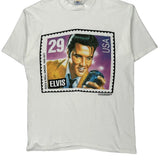 Vintage Elvis Presley Stamp Design Cal Cru Graphic T-Shirt - XL White Cotton