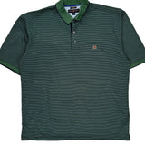 Vintage Tommy Hilfiger Striped Polo Shirt - XL Green Cotton