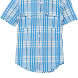 Vintage Burberry Brit Checked Short Sleeve Shirt - XS Blue Cotton