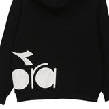 Age 11-12 Diadora Spellout Hoodie - Medium Black Cotton Blend