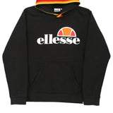 Age 14 Ellesse Spellout Hoodie - Large Black Cotton Blend