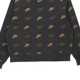 Nike Spellout Sweatshirt - Small Grey Cotton Blend