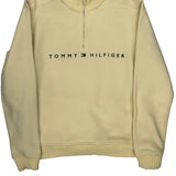 Vintage Tommy Hilfiger Spellout 1/4 Zip - Medium Cream Cotton