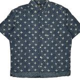 Vintage Dockers Short Sleeve Shirt - Large Blue Linen Blend