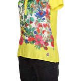 Moncler Floral Polo Shirt - Medium Yellow Cotton Blend