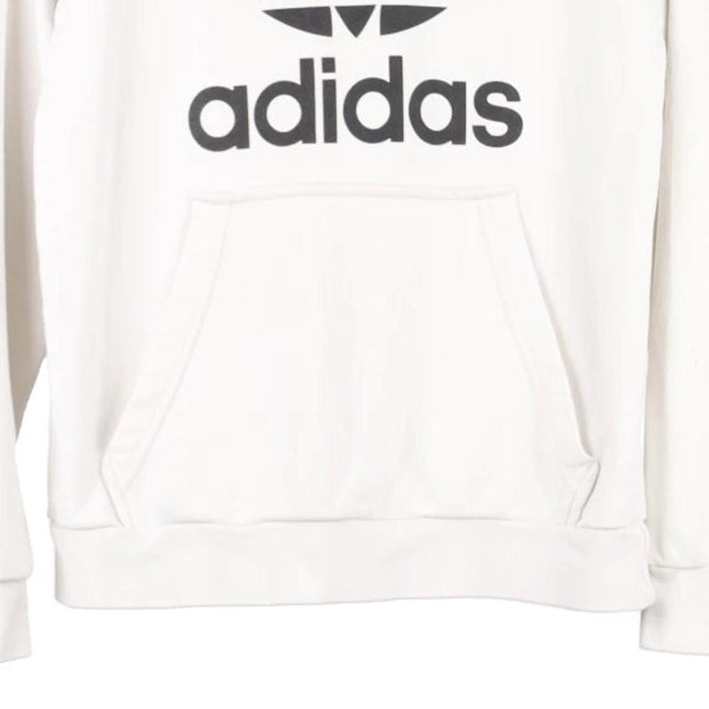 Age 13-14 Adidas Spellout Hoodie - Large White Cotton Blend