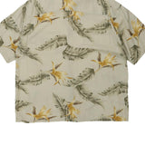Holland America Line Floral Hawaiian Shirt - XL Beige Viscose
