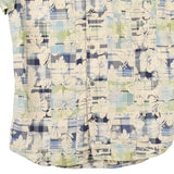 Marlboro Classics Floral Short Sleeve Shirt - Small Cream Cotton