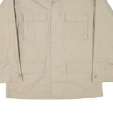 Mens Beige Cotton Blend Casual Button Jacket L Plain Santa Clara Public Health