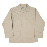 Mens Beige Cotton Blend Casual Button Jacket L Plain Santa Clara Public Health