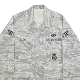 Mens Grey Cotton Blend Camouflage Military Style Jacket S Button Closure