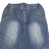 Mens Blue Casual Denim Cotton Blend Shorts M W32 Sport Embroidered Pocket