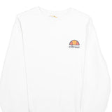 ELLESSE Womens White Sweatshirt Crew Neck UK 8 Cotton Blend Pullover Casual