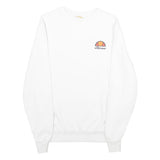 ELLESSE Womens White Sweatshirt Crew Neck UK 8 Cotton Blend Pullover Casual
