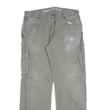 DICKIES Mens Grey Cotton Blend Relaxed Straight Trousers W34 L34 Workwear Casual