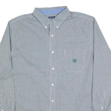 CHAPS Mens Blue & White Check Shirt XL Cotton Blend Button Down Casual